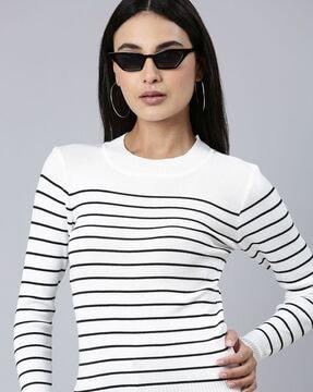 striped round-neck top