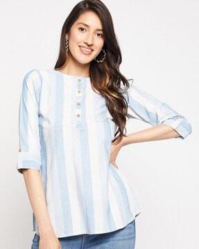 striped round-neck tunic