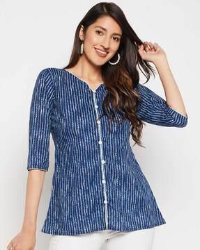 striped round-neck tunic