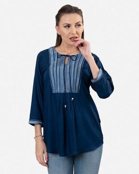 striped round-neck tunic