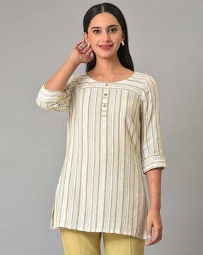 striped round-neck tunic