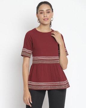 striped round-neck tunic