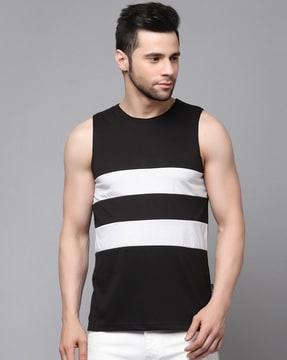 striped round-neck vest