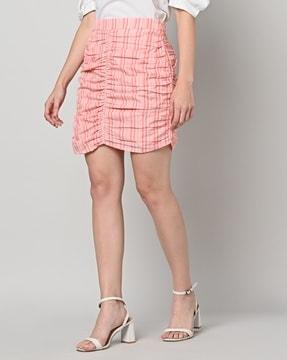 striped ruched skirt
