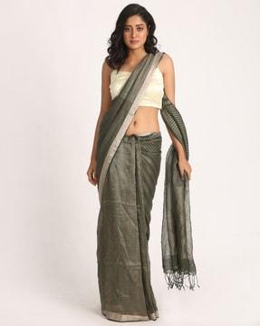 striped saree with blouse piece