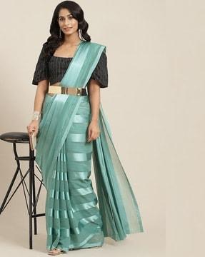 striped saree with blouse piece