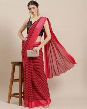 striped saree with blouse piece