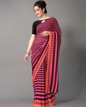 striped saree with blouse piece