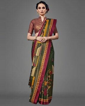 striped saree with blouse