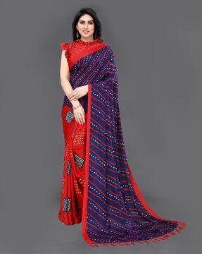 striped saree with contrast border