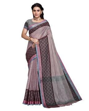 striped saree with contrast border