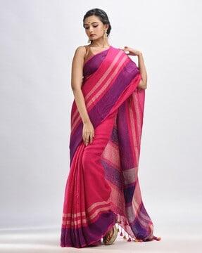 striped saree with contrast border