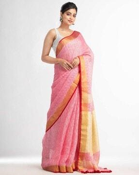 striped saree with contrast border