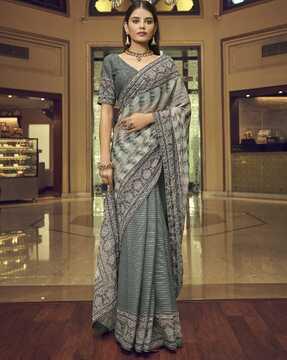 striped saree with contrast border