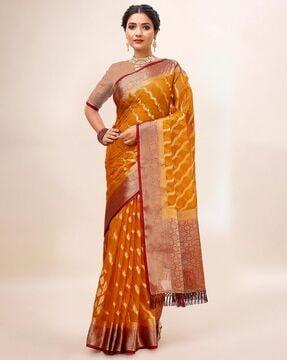 striped saree with contrast border