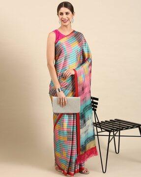 striped saree with contrast border