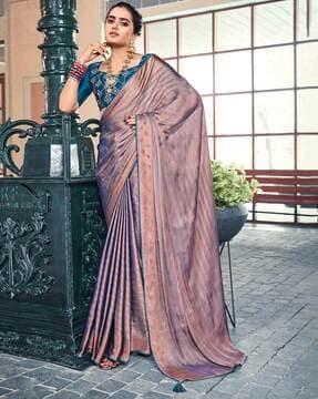 striped saree with contrast border