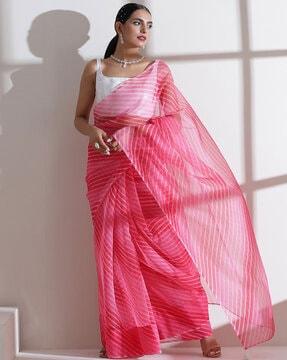 striped saree with contrast border