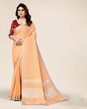 striped saree with contrast border