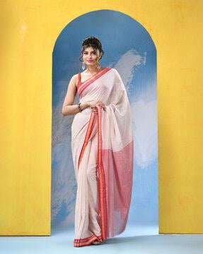 striped saree with contrast border