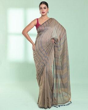 striped saree with contrast border