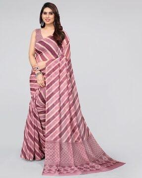 striped saree with contrast pallu