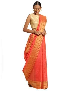 striped saree with contrast zari border