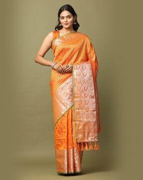 striped saree with contrast zari border