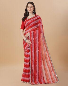 striped saree with embellished border