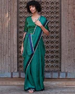 striped saree with lace border