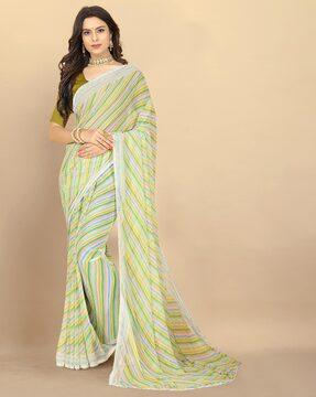 striped saree with lace border