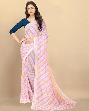 striped saree with lace border