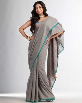 striped saree with lace border