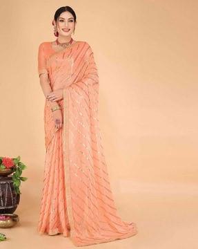 striped saree with lace border