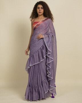 striped saree with ruffles