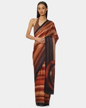 striped saree with sequin embellishments