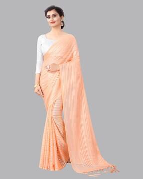 striped saree with tassels