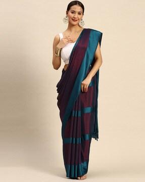 striped saree with tassels