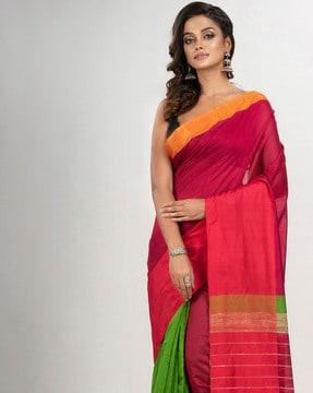 striped saree with tassels