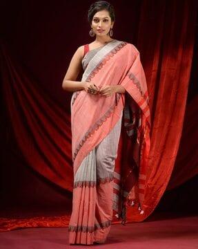 striped saree with temple border