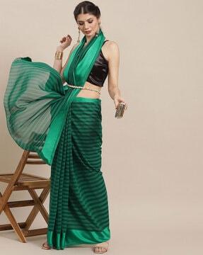 striped saree with zari accent