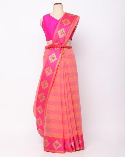 striped saree with zari border