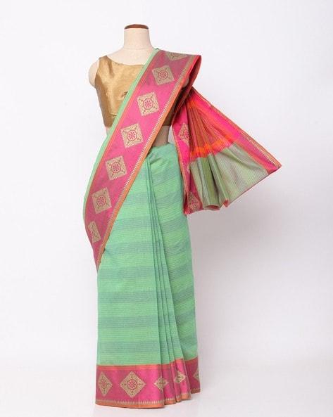 striped saree with zari border