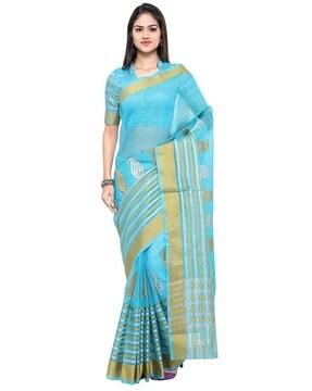 striped saree with zari border