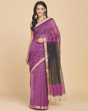 striped saree with zari border