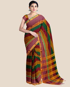 striped saree with zari border