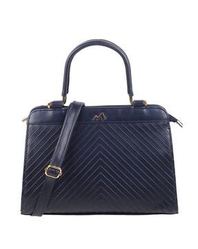 striped satchel bag with dual handles