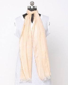 striped scarf with fringed border