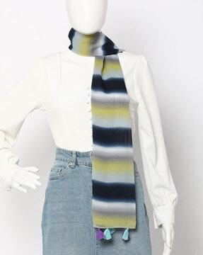 striped scarf with tasselled edges