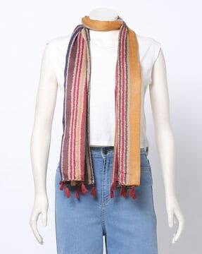 striped scarf with tassels